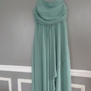 Strapless Mint Green Chiffon Evening Gown